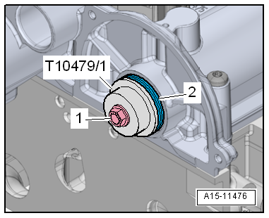 Removing and installing exhaust camshaft oil seal, gearbox end, engine codes CHPA, CMBA, CPVA, CXSA, CZDA, CZCA, CPVB