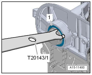 Removing and installing exhaust camshaft oil seal, pulley end, engine codes CPTA, CHPA, CZEA, CZDA