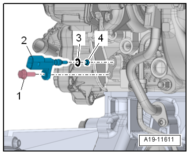 Removing and installing coolant temperature sender -G62