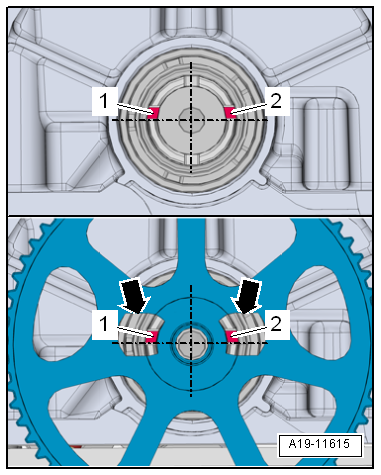 Removing and installing toothed belt pulley for coolant pump, engine codes CHPA, CMBA, CPVA, CXSA, CZDA, CZCA, CPVB