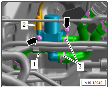 Removing and installing coolant valve for high-voltage battery -N688-