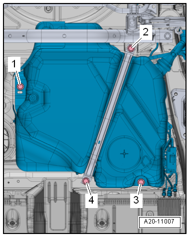 Removing and installing fuel tank, vehicles with multi-link rear suspension and fuel tank leakage diagnosis function
