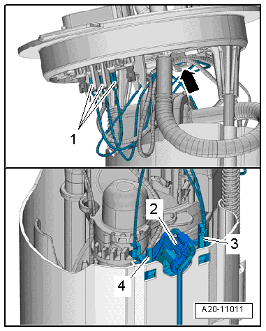 Removing and installing fuel gauge sender -G-, vehicles with front-wheel drive