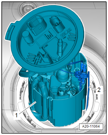 Removing and installing fuel delivery unit/fuel gauge sender, vehicles with four-wheel drive