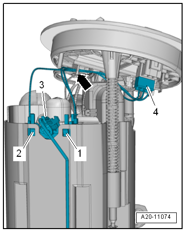 Removing and installing fuel gauge sender -G-, vehicles with four-wheel drive