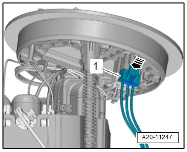 Removing and installing fuel delivery unit/fuel gauge sender, vehicles with four-wheel drive