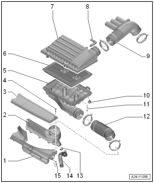 Assembly overview - air filter housing