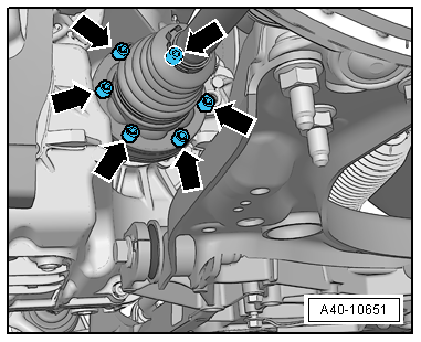 Removing and installing drive shaft, left drive shaft, constant velocity joints VL100 and VL107, except for e-Golf
