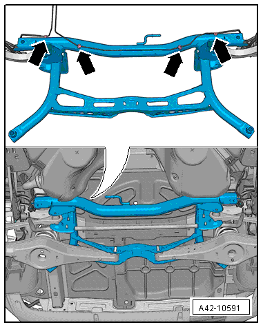 Removing and installing rear axle, multi-link suspension, front-wheel drive, except for e-Golf and Golf GTE