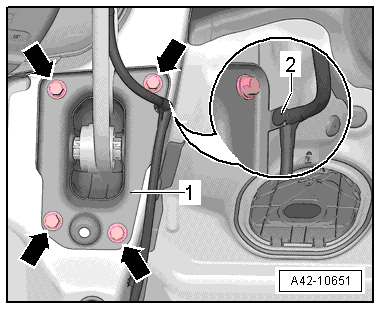 Removing and installing trailing arm with mounting bracket, except for e-Golf