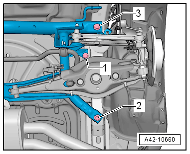 Fixing position of subframe, multi-link suspension, front-wheel drive, except for e-Golf and Golf GTE
