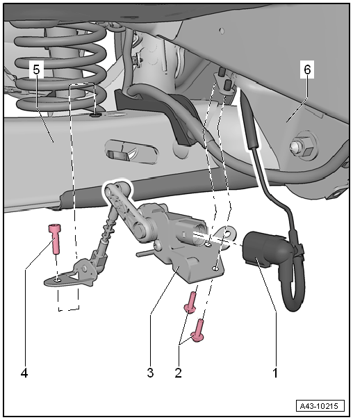 Assembly overview - rear vehicle level sender, torsion beam axle