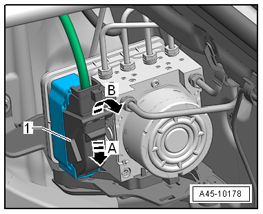 Removing and installing control unit and hydraulic unit, RHD vehicles