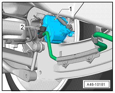 Removing and installing parking brake motor -V282-/-V283-