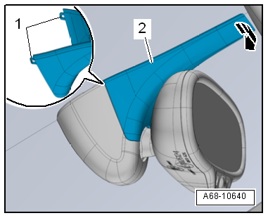 Removing and installing manually operated or automatic anti-dazzle interior mirror, with rain and light sensor -G397- and without front camera for driver assist systems -R242-