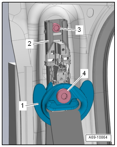 Removing and installing belt height adjuster, 4-door model and estate