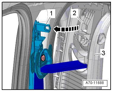 Removing and installing belt height adjuster, 4-door model and estate