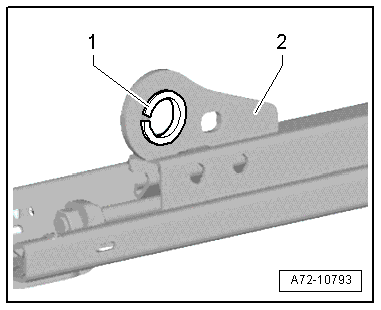 Removing and installing lower seat pan frame with seat longitudinal adjustment motor -V28-/-V31-
