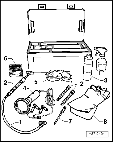 Detecting leaks in refrigerant circuit using leak detecting system -VAS 6196- or leak detecting system -VAS 6201- or a later model