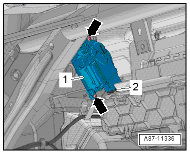 Removing and installing defroster flap control motor -V107- with potentiometer -G135-, LHD vehicles