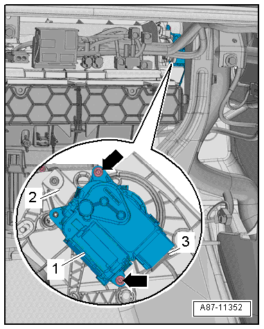 Removing and installing fresh air/recirculated air, air flow flap control motor -V425-, LHD vehicles