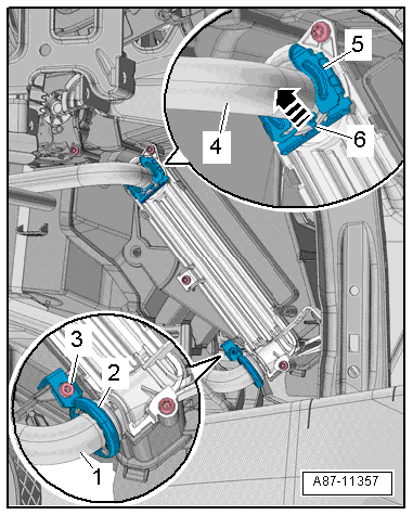 Removing and installing Valeo heat exchanger, LHD vehicles