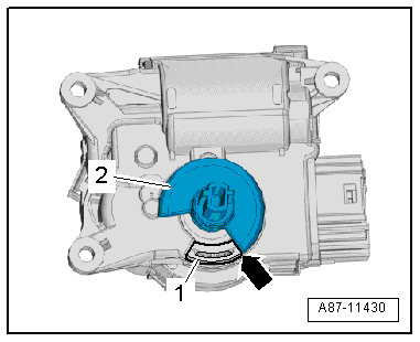 Removing and installing air recirculation flap control motor -V113-, RHD vehicles