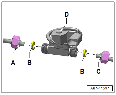 Removing and installing refrigerant shut-off valve for heater and air conditioner unit -N541