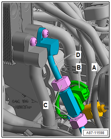 Removing and installing refrigerant shut-off valve for high-voltage battery heat exchanger -N542