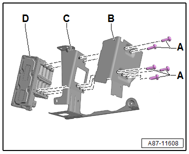 Removing and installing high-voltage heater (PTC) -Z115- / high-voltage heater (PTC) -J848