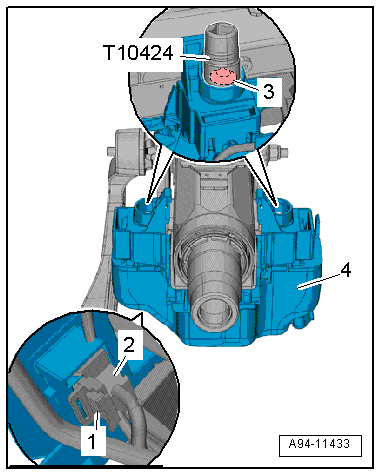 Removing and installing control unit for electronic steering column lock -J764-