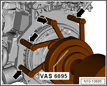 Securing engine on engine and gearbox support