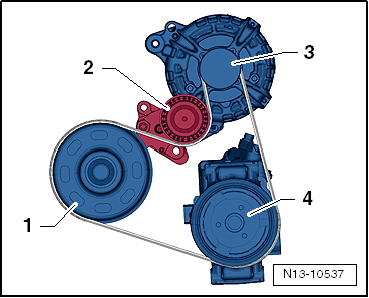 Removing and installing poly V-belt, vehicles with air conditioner compressor