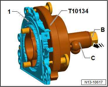 Removing and installing sealing flange on gearbox side