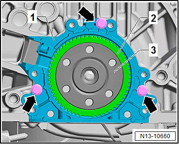 Removing and installing sealing flange on gearbox side