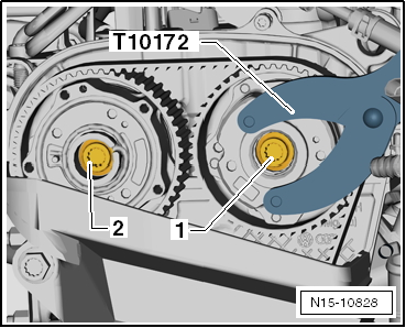 Removing and installing toothed belt, engine codes CHPA, CZDA