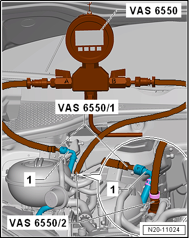 Checking holding pressure, engine code CWVA
