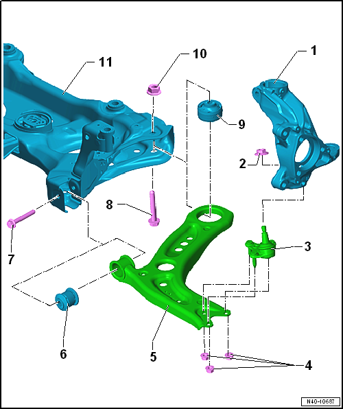 Assembly overview - lower suspension link, swivel joint