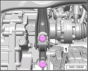 Removing and installing steering rack, LHD vehicles, except for e-Golf