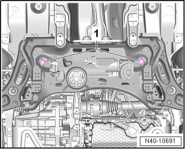 Removing and installing steering rack, LHD vehicles, except for e-Golf