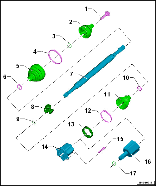 Assembly overview - drive shaft, triple roller joint AAR3300i