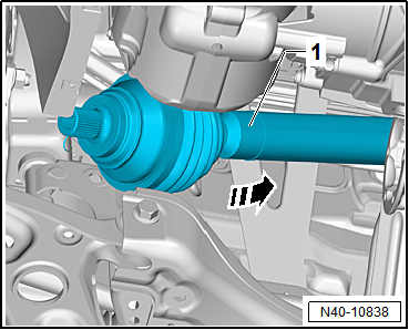 Removing and installing drive shaft, right drive shaft, constant velocity joints VL100 and VL107, e-Golf