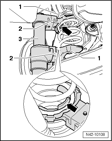 Removing and installing shock absorber, multi-link suspension, left shock absorber