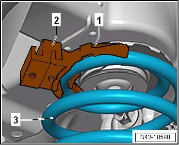 Removing and installing spring, multi-link suspension, right spring for front-wheel drive