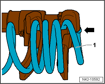 Removing and installing spring, multi-link suspension, right spring for front-wheel drive