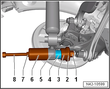 Renewing bonded rubber bush for wheel bearing housing, front-wheel drive