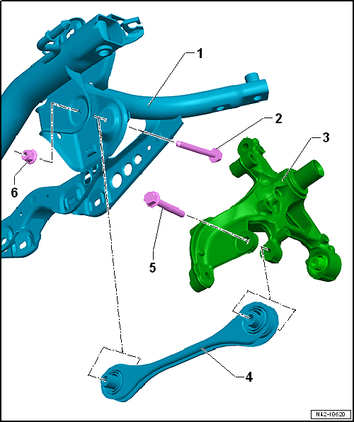 Assembly overview - track rod, multi-link suspension, front-wheel drive