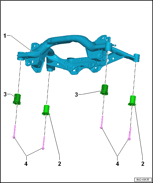 Assembly overview - subframe, multi-link suspension, four-wheel drive