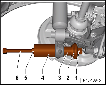 Renewing bonded rubber bush for wheel bearing housing, four-wheel drive