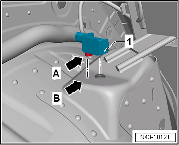 Removing and installing rear body acceleration sender -G343-